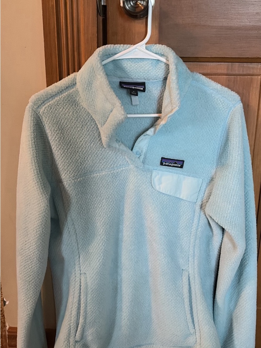 Patagonia Women's Light Blue Pullover Fleece Snap-Front Hoodie